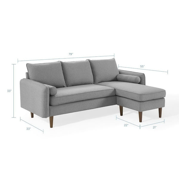 Modway Furniture Revive Upholstered Sectional Sofa with Built-In Ottoman for Modern Comfort and Versatile Layouts Light Gray EEI-3867-LGR