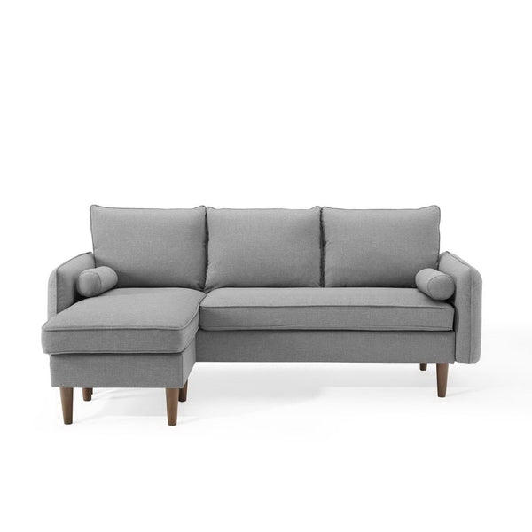 Modway Furniture Revive Upholstered Sectional Sofa with Built-In Ottoman for Modern Comfort and Versatile Layouts Light Gray EEI-3867-LGR