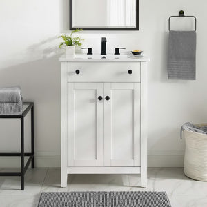 Modway Furniture Nantucket 24" Bathroom Vanity Cabinet - Modern Elegance with Soft-Close Doors and Smart Storage Solutions White EEI-3875-WHI