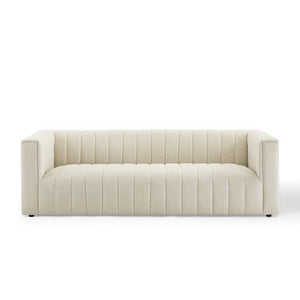 Modway Furniture Reflection Channel Tufted Sofa – Mid-Century Modern Beige Upholstered Fabric for Stylish Comfort EEI-3881-BEI