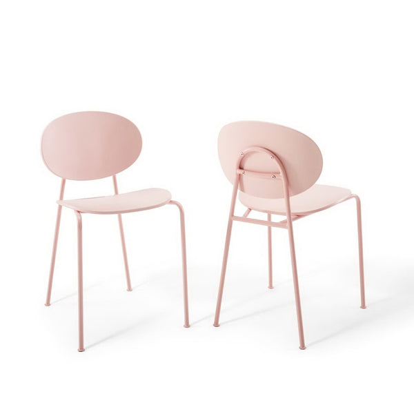Modway Furniture Palette Mid-Century Dining Side Chair Set of 2 – Pink, Ergonomic, Stackable & Stylish Design EEI-3902-PNK