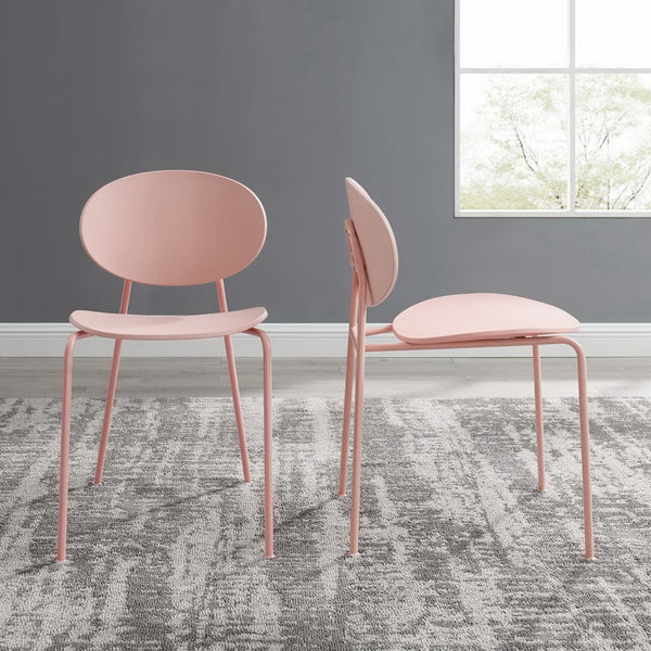 Modway Furniture Palette Mid-Century Dining Side Chair Set of 2 – Pink, Ergonomic, Stackable & Stylish Design EEI-3902-PNK