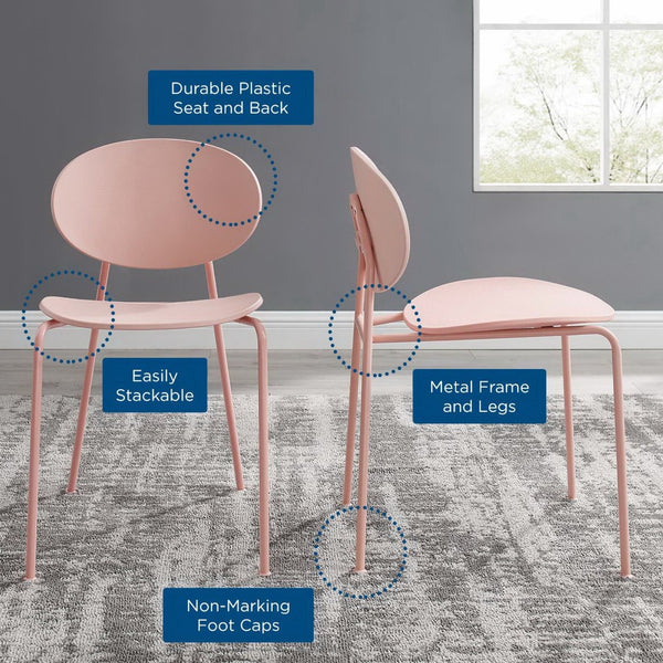Modway Furniture Palette Mid-Century Dining Side Chair Set of 2 – Pink, Ergonomic, Stackable & Stylish Design EEI-3902-PNK