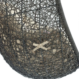 Modway Furniture Hide Outdoor Patio Swing Chair with Stand, Sunbrella® Cushion – Durable, Stylish All-Weather Design Gray Beige EEI-3929-GRY-BEI