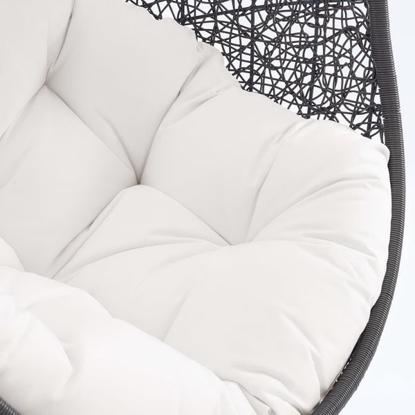 Modway Furniture Hide Outdoor Patio Swing Chair with Stand, Sunbrella® Cushion – Durable, Stylish All-Weather Design Gray White EEI-3929-GRY-WHI