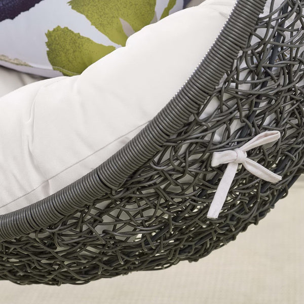 Modway Furniture Hide Outdoor Patio Swing Chair with Stand, Sunbrella® Cushion – Durable, Stylish All-Weather Design Gray White EEI-3929-GRY-WHI