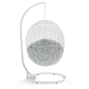 Modway Furniture Hide Outdoor Patio Swing Chair with Stand, Sunbrella® Cushion – Durable, Stylish All-Weather Design White Gray EEI-3929-WHI-GRY