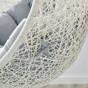 Modway Furniture Hide Outdoor Patio Swing Chair with Stand, Sunbrella® Cushion – Durable, Stylish All-Weather Design White Gray EEI-3929-WHI-GRY