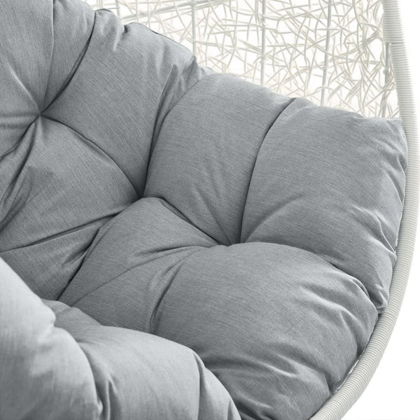 Modway Furniture Hide Outdoor Patio Swing Chair with Stand, Sunbrella® Cushion – Durable, Stylish All-Weather Design White Gray EEI-3929-WHI-GRY