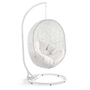 Modway Furniture Hide Outdoor Patio Swing Chair with Stand, Sunbrella® Cushion – Durable, Stylish All-Weather Design White White EEI-3929-WHI-WHI