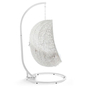 Modway Furniture Hide Outdoor Patio Swing Chair with Stand, Sunbrella® Cushion – Durable, Stylish All-Weather Design White White EEI-3929-WHI-WHI