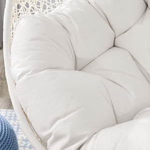 Modway Furniture Hide Outdoor Patio Swing Chair with Stand, Sunbrella® Cushion – Durable, Stylish All-Weather Design White White EEI-3929-WHI-WHI