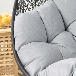 Modway Furniture Encase Sunbrella® Outdoor Patio Swing Chair with Durable Rattan & Plush Cushions for Ultimate Comfort Black Gray EEI-3943-BLK-GRY