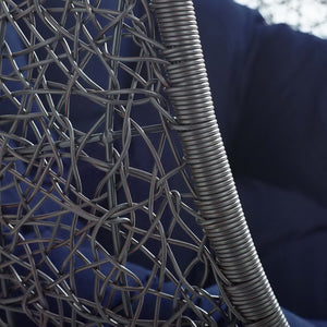 Modway Furniture Encase Sunbrella® Outdoor Patio Swing Chair with Durable Rattan & Plush Cushions for Ultimate Comfort Black Navy EEI-3943-BLK-NAV