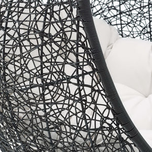 Modway Furniture Encase Sunbrella® Outdoor Patio Swing Chair with Durable Rattan & Plush Cushions for Ultimate Comfort Black White EEI-3943-BLK-WHI