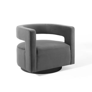 Modway Furniture Spin Cutaway Performance Velvet Swivel Armchair by Modway - Vintage Glamour Meets Everyday Comfort Gray EEI-3947-GRY