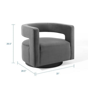 Modway Furniture Spin Cutaway Performance Velvet Swivel Armchair by Modway - Vintage Glamour Meets Everyday Comfort Gray EEI-3947-GRY