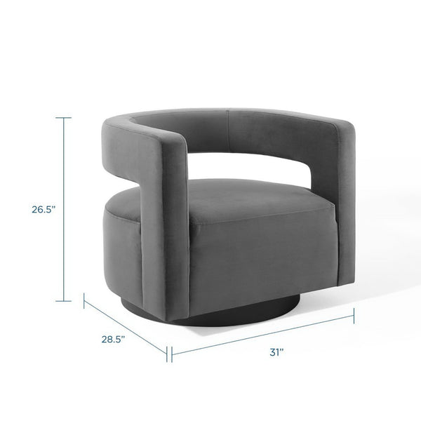 Modway Furniture Spin Cutaway Performance Velvet Swivel Armchair by Modway - Vintage Glamour Meets Everyday Comfort Gray EEI-3947-GRY