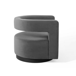 Modway Furniture Spin Cutaway Performance Velvet Swivel Armchair by Modway - Vintage Glamour Meets Everyday Comfort Gray EEI-3947-GRY