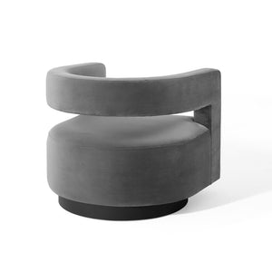 Modway Furniture Spin Cutaway Performance Velvet Swivel Armchair by Modway - Vintage Glamour Meets Everyday Comfort Gray EEI-3947-GRY