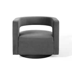 Modway Furniture Spin Cutaway Performance Velvet Swivel Armchair by Modway - Vintage Glamour Meets Everyday Comfort Gray EEI-3947-GRY