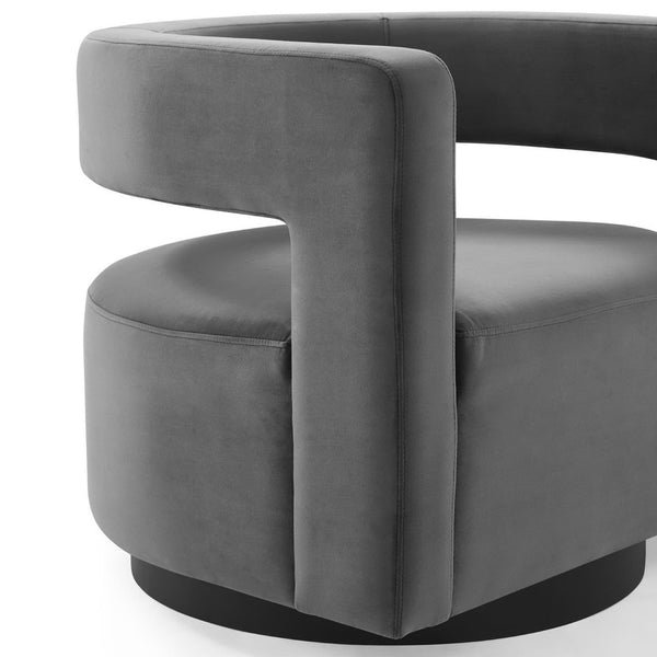 Modway Furniture Spin Cutaway Performance Velvet Swivel Armchair by Modway - Vintage Glamour Meets Everyday Comfort Gray EEI-3947-GRY