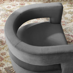 Modway Furniture Spin Cutaway Performance Velvet Swivel Armchair by Modway - Vintage Glamour Meets Everyday Comfort Gray EEI-3947-GRY