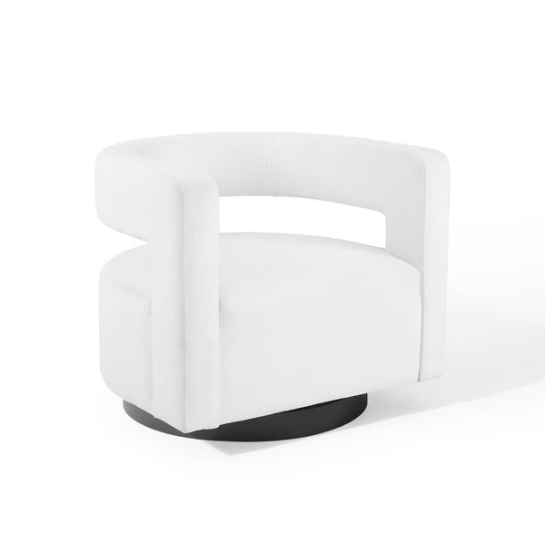 Modway Furniture Spin Cutaway Performance Velvet Swivel Armchair by Modway - Vintage Glamour Meets Everyday Comfort White EEI-3947-WHI