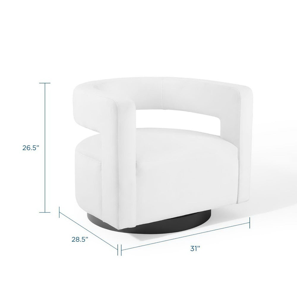 Modway Furniture Spin Cutaway Performance Velvet Swivel Armchair by Modway - Vintage Glamour Meets Everyday Comfort White EEI-3947-WHI