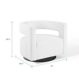 Modway Furniture Spin Cutaway Performance Velvet Swivel Armchair by Modway - Vintage Glamour Meets Everyday Comfort White EEI-3947-WHI