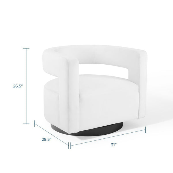 Modway Furniture Spin Cutaway Performance Velvet Swivel Armchair by Modway - Vintage Glamour Meets Everyday Comfort White EEI-3947-WHI