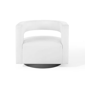 Modway Furniture Spin Cutaway Performance Velvet Swivel Armchair by Modway - Vintage Glamour Meets Everyday Comfort White EEI-3947-WHI