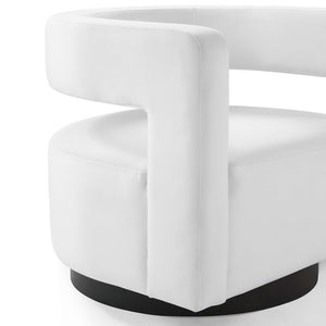 Modway Furniture Spin Cutaway Performance Velvet Swivel Armchair by Modway - Vintage Glamour Meets Everyday Comfort White EEI-3947-WHI