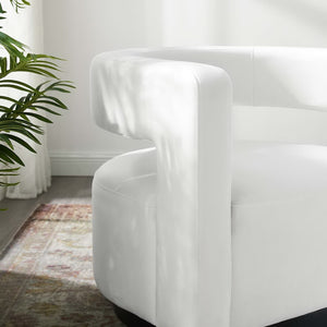 Modway Furniture Spin Cutaway Performance Velvet Swivel Armchair by Modway - Vintage Glamour Meets Everyday Comfort White EEI-3947-WHI