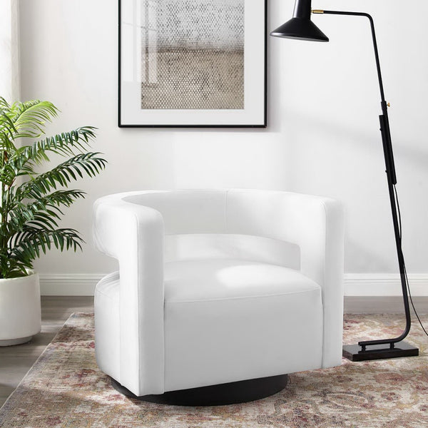 Modway Furniture Spin Cutaway Performance Velvet Swivel Armchair by Modway - Vintage Glamour Meets Everyday Comfort White EEI-3947-WHI