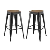 Modway Furniture Promenade Bar Stool Set of 2 Black 17.5 x 35 x 30