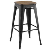 Modway Furniture Promenade Bar Stool Set of 2 Black 17.5 x 35 x 30