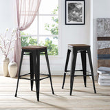 Modway Furniture Promenade Bar Stool Set of 2 Black 17.5 x 35 x 30