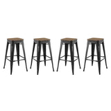 Modway Furniture Promenade Black Bar Stool Set EEI-3957-BLK