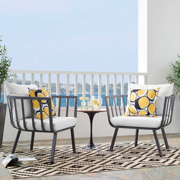 Modway Furniture Riverside Outdoor Patio Aluminum Armchair Set of 2 - Coastal Comfort for Your Stylish Outdoor Space Gray White EEI-3960-SLA-WHI