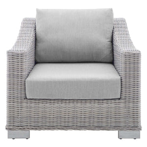 Modway Furniture Conway Outdoor Patio Wicker Rattan Armchair - Weather-Resistant, Stylish Seating for All Spaces Light Gray Gray EEI-3972-LGR-GRY