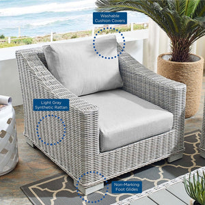 Modway Furniture Conway Outdoor Patio Wicker Rattan Armchair - Weather-Resistant, Stylish Seating for All Spaces Light Gray Gray EEI-3972-LGR-GRY