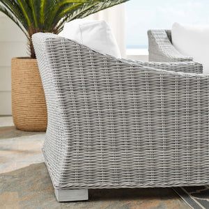 Modway Furniture Conway Outdoor Patio Wicker Rattan Armchair - Weather-Resistant, Stylish Seating for All Spaces Light Gray White EEI-3972-LGR-WHI