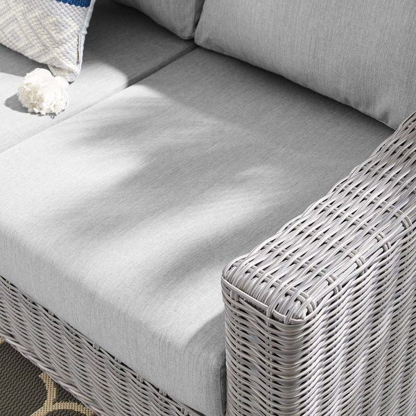 Modway Furniture Conway Sunbrella® Outdoor Patio Wicker Rattan Sofa – Durable Comfort for Your Alfresco Retreat! Light Gray Gray EEI-3974-LGR-GRY