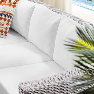 Modway Furniture Conway Sunbrella® Outdoor Patio Wicker Rattan Sofa – Durable Comfort for Your Alfresco Retreat! Light Gray White EEI-3974-LGR-WHI