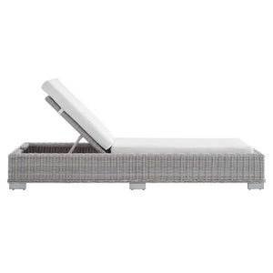 Modway Furniture Conway Sunbrella® Outdoor Chaise Lounge – Durable Wicker Rattan, Adjustable Recline, Stylish Comfort EEI-3978-LGR-WHI