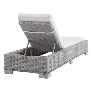 Modway Furniture Conway Sunbrella® Outdoor Chaise Lounge – Durable Wicker Rattan, Adjustable Recline, Stylish Comfort EEI-3978-LGR-WHI