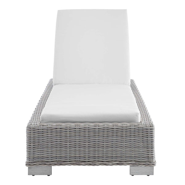 Modway Furniture Conway Sunbrella® Outdoor Chaise Lounge – Durable Wicker Rattan, Adjustable Recline, Stylish Comfort EEI-3978-LGR-WHI