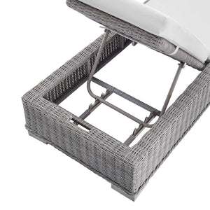 Modway Furniture Conway Sunbrella® Outdoor Chaise Lounge – Durable Wicker Rattan, Adjustable Recline, Stylish Comfort EEI-3978-LGR-WHI