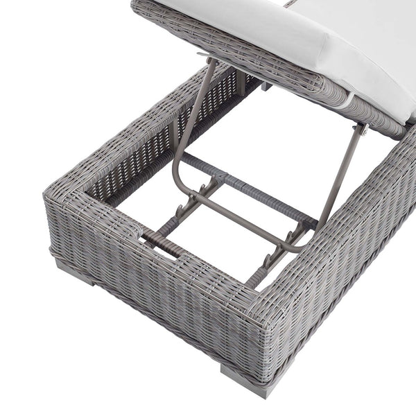 Modway Furniture Conway Sunbrella® Outdoor Chaise Lounge – Durable Wicker Rattan, Adjustable Recline, Stylish Comfort EEI-3978-LGR-WHI